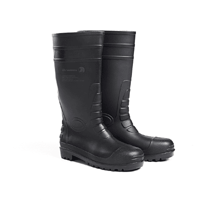 SPARTACUS GUMBOOT BLACK/BLACK - STEEL TOE CAP AND MIDSOLE(STCM), ACID & OIL RESISTANT