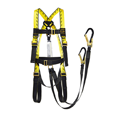 DROMEX COMPOSITE FULL BODY HARNESS  WITH WAIST BELT, ATTACHED DOUBLE LANYARD WITH SCAFFOLD HOOKS