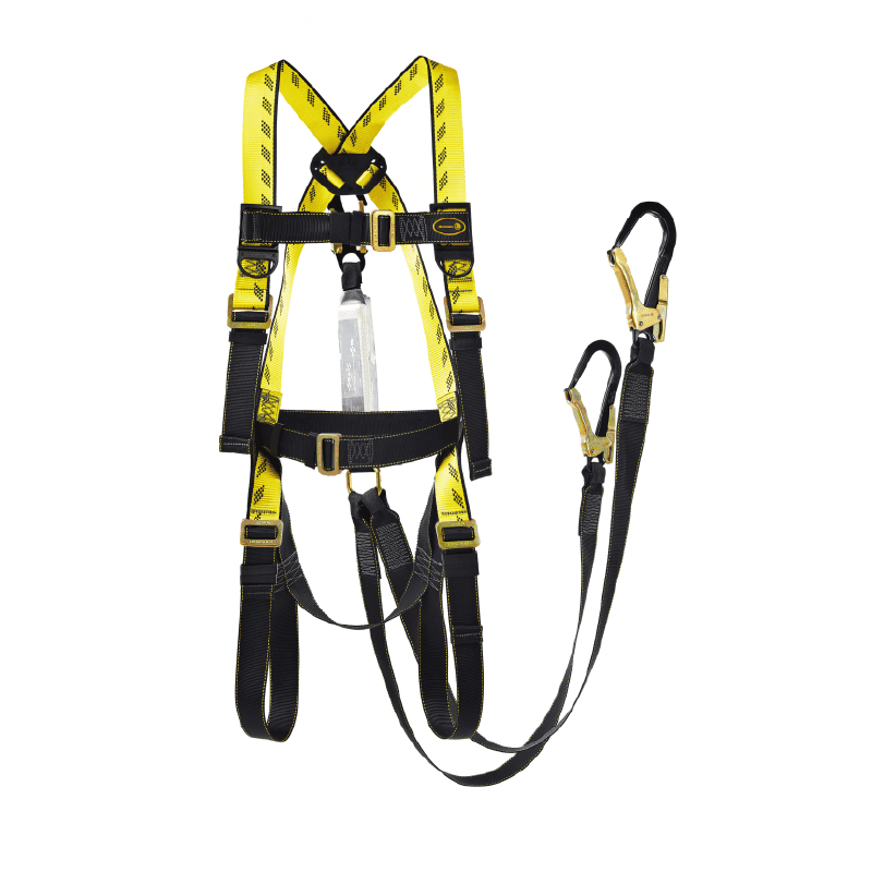 DROMEX COMPOSITE FULL BODY HARNESS  WITH WAIST BELT, ATTACHED DOUBLE LANYARD WITH SCAFFOLD HOOKS