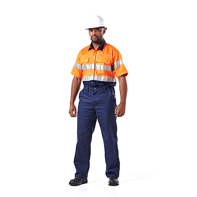 100% COTTON HI-VISIBILITY VENTILATED TWO TONE SHORT SLEEVE SHIRTS